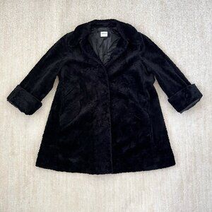 Armani Collezioni Floral Faux Fur Black Coat